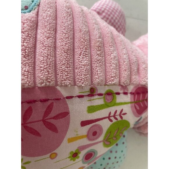 Maison Chic Pink Puppy Dog Bear Plush Lovey Textured 2010 Patchwork Pink Blue - Picture 8 of 9